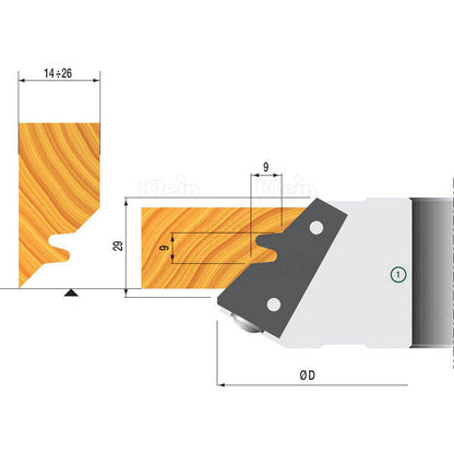 HW Mitre Joint Cutterhead 45°